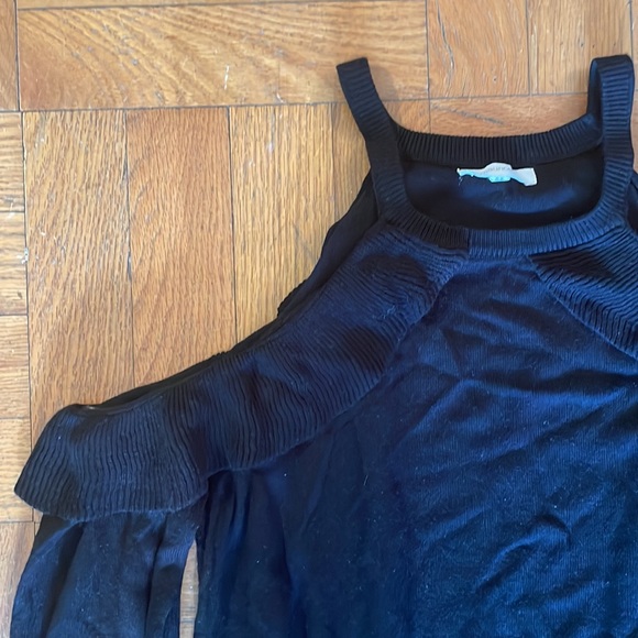 Black Cold Shoulder Sweater - Picture 2 of 5
